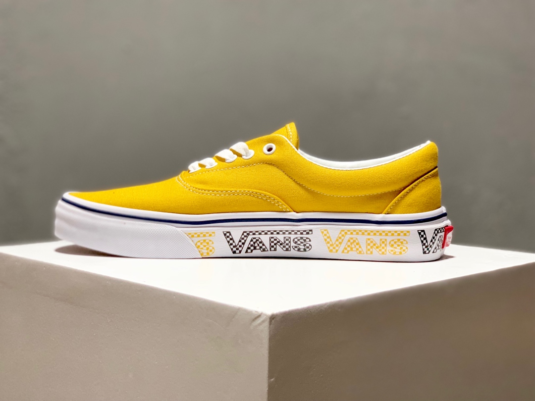 160硫化版本出货！万斯Vans Authentic AUT ERA  “VANS”侧边字滑板鞋 黄原厂硫化大底