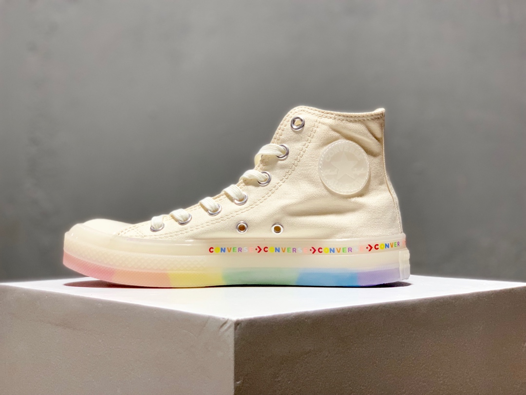 170Converse Chuck Taylor All Star Glow 1970s 夏季彩虹串标 果冻透明底 高帮