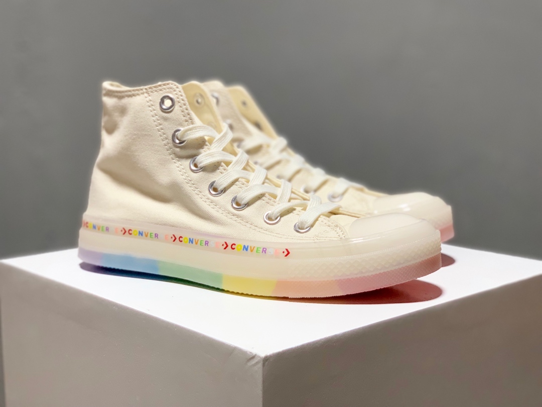 170Converse Chuck Taylor All Star Glow 1970s 夏季彩虹串标 果冻透明底 高帮