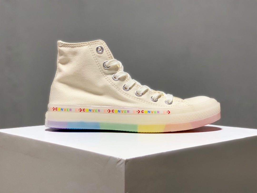 170Converse Chuck Taylor All Star Glow 1970s 夏季彩虹串标 果冻透明底 高帮