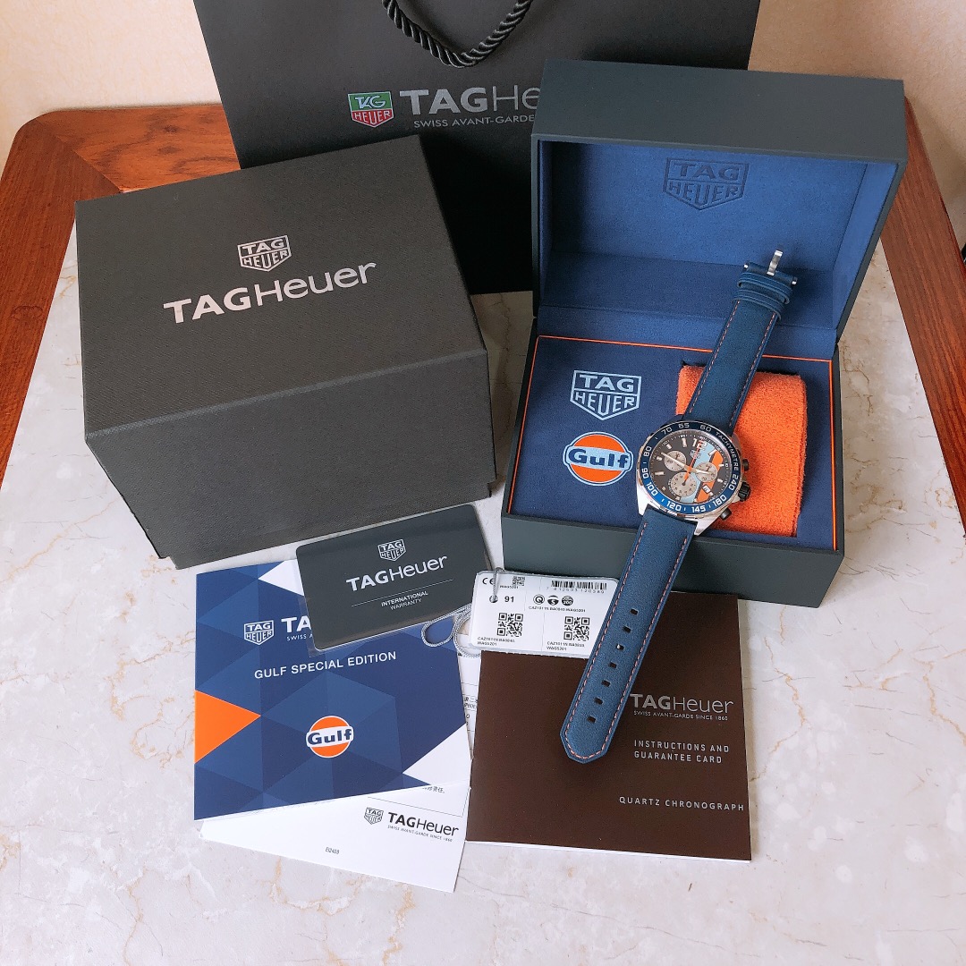 Caja de lotes ¡Nuevo modelo con buena apariencia! Tagheuer TAG Heuer F1 serie GULF Reloj de cuarzo de edición especial …
