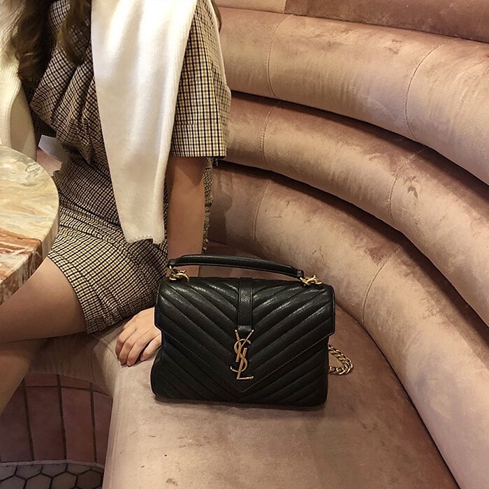 Saint laurent Ysl Monogram college_24cm黑色金扣428056