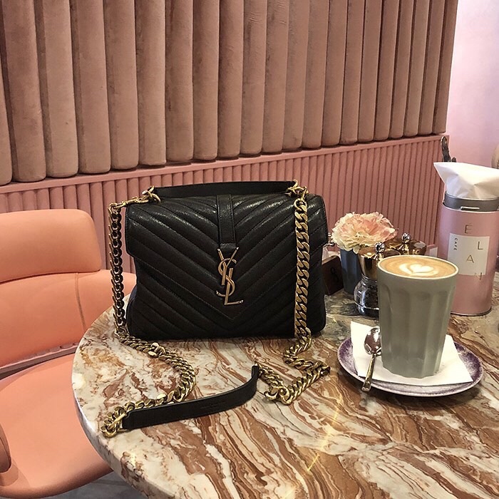 Saint laurent Ysl Monogram college_24cm黑色金扣428056