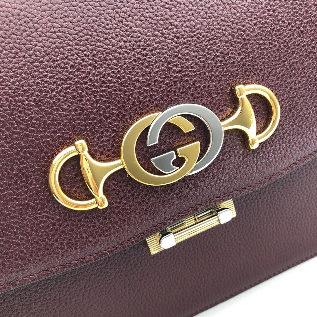 GUCCI古驰马衔扣1955系列荔枝纹皮肩背包576388