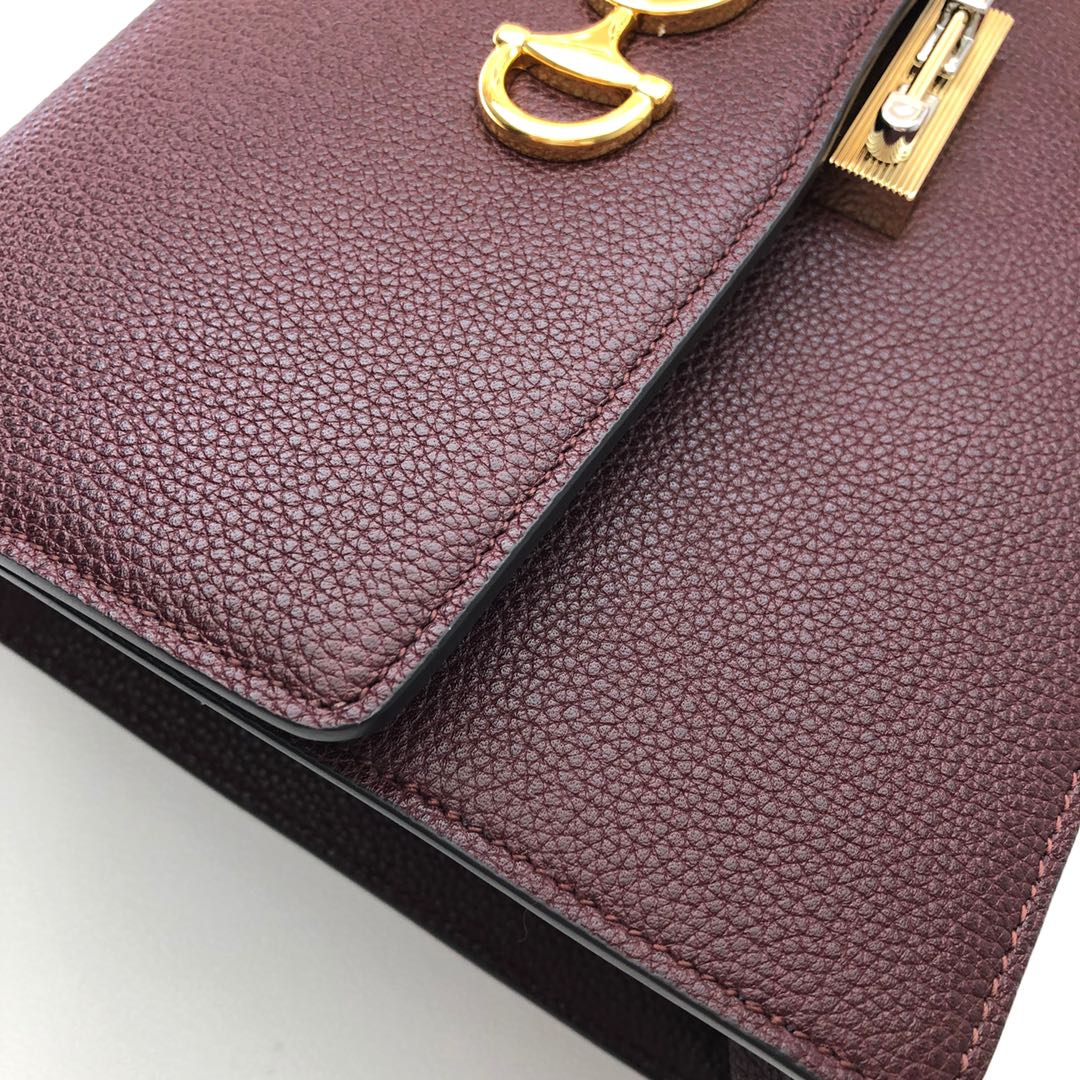 GUCCI古驰马衔扣1955系列荔枝纹皮肩背包576388