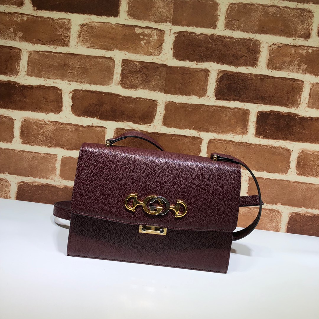 GUCCI古驰马衔扣1955系列荔枝纹皮肩背包576388