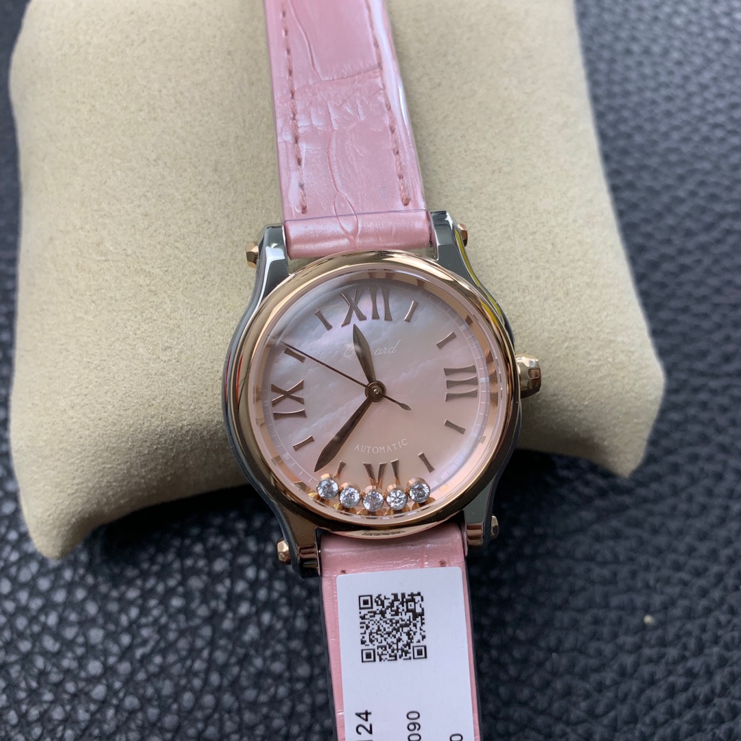 [Chopard Watches]NR Happy Diamond Series pink comes standard with crocodile le