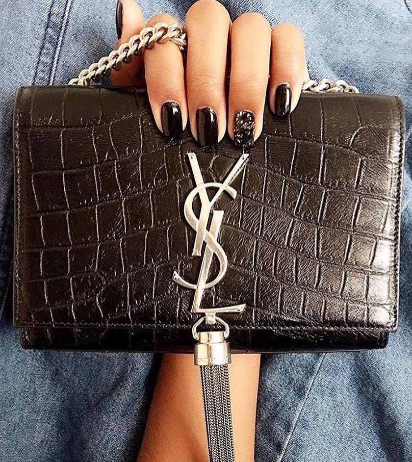 YSL 𝑲𝑨𝑻𝑬_𝟭𝟳𝒄𝒎 鳄鱼纹链条包 354120黑色/银扣