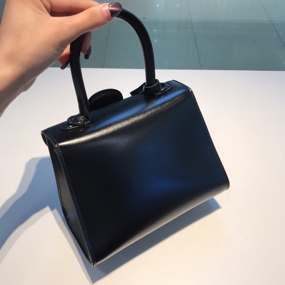 新版黑色枪扣比利时皇家御用品牌顶级原单Delvaux新版双环brillantbox皮现货️小羊皮内里配套