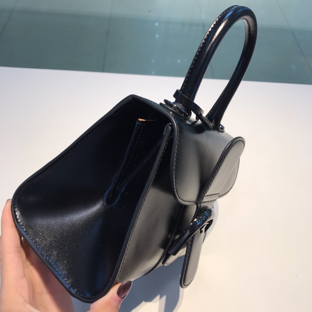 新版黑色枪扣比利时皇家御用品牌顶级原单Delvaux新版双环brillantbox皮现货️小羊皮内里配套