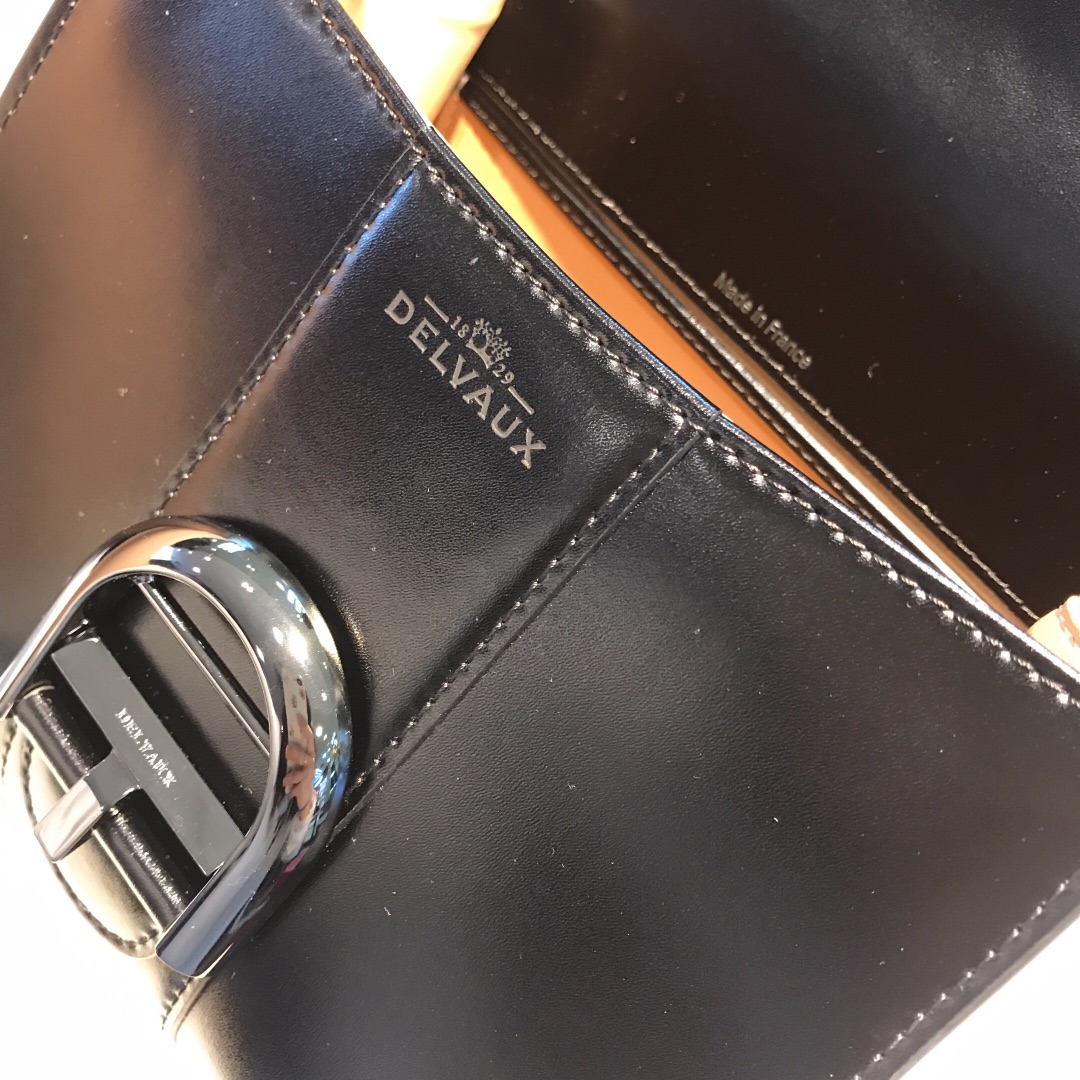新版黑色枪扣比利时皇家御用品牌顶级原单Delvaux新版双环brillantbox皮现货️小羊皮内里配套
