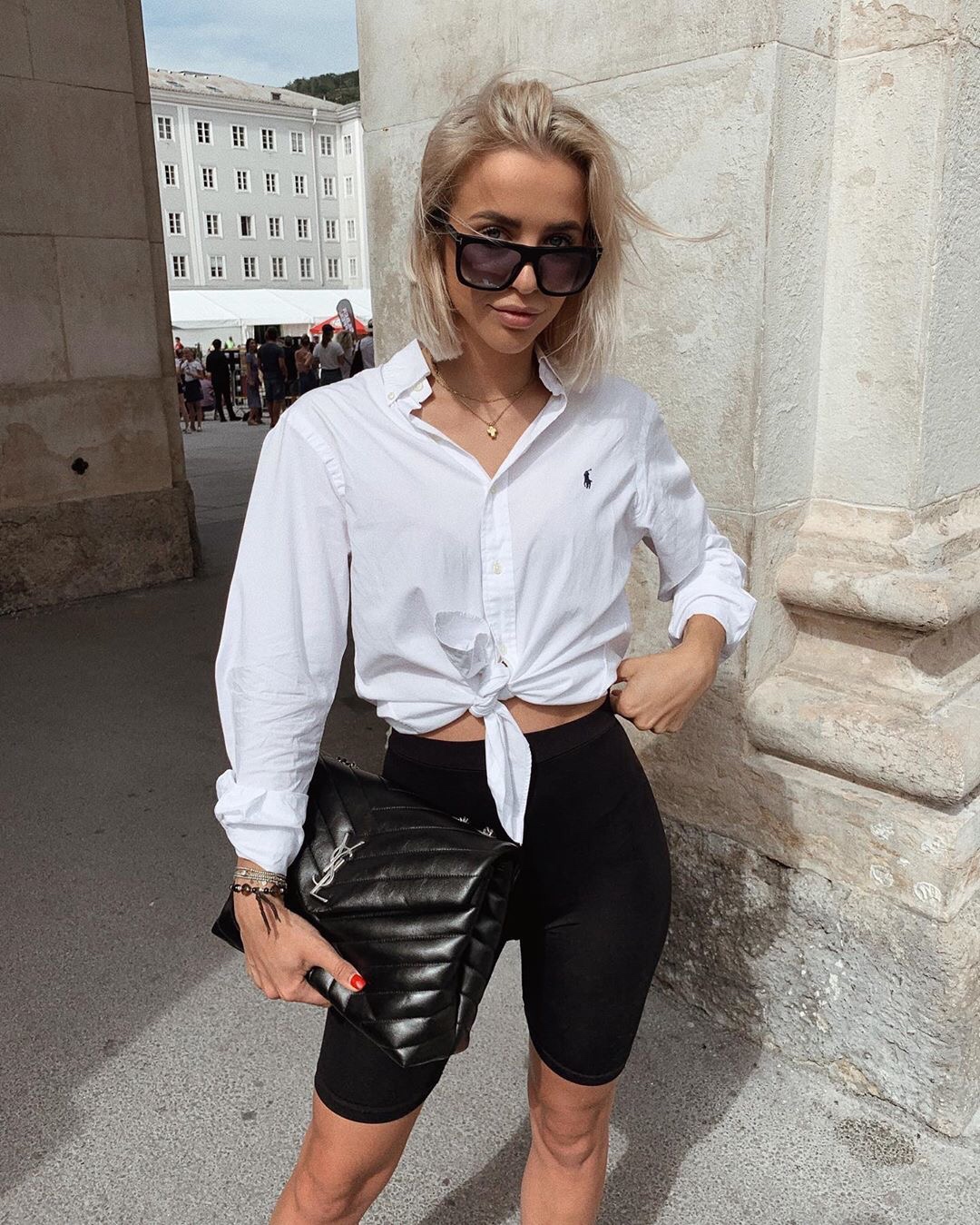 YSL LouLou 31CM Y形挎包 459749黑色/银扣