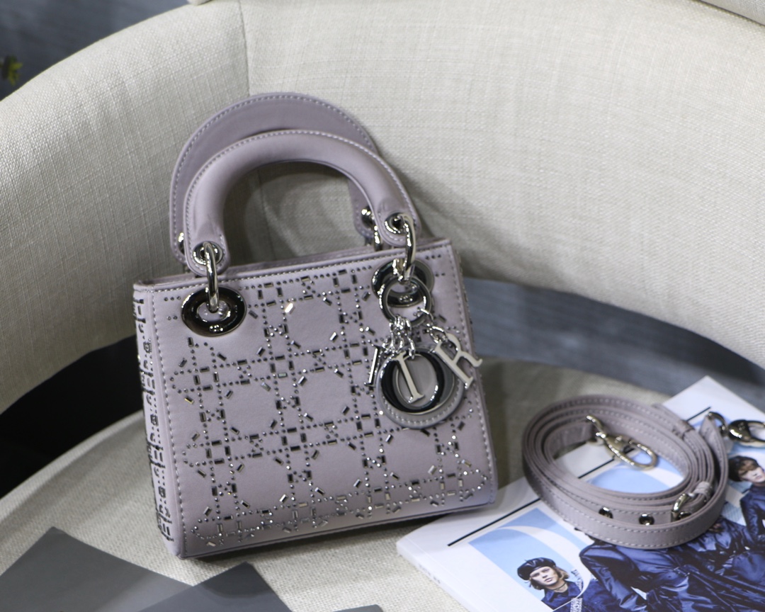 Lady Dior bag rhinestone satin handbag mini
