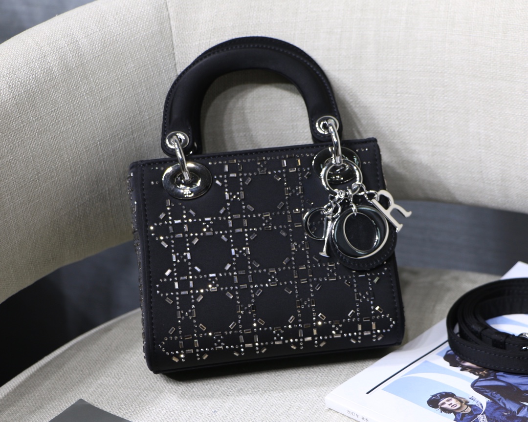 Lady Dior bag rhinestone satin mini