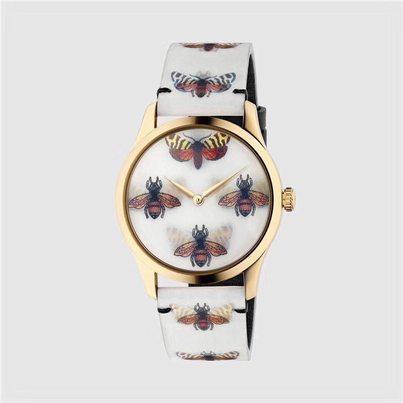 Gucci 古驰蜜蜂 3D效果 阳光照耀下的蝴蝶蜜蜂翩翩飞舞Gucci2019巴塞尔表款 热门款石英女表