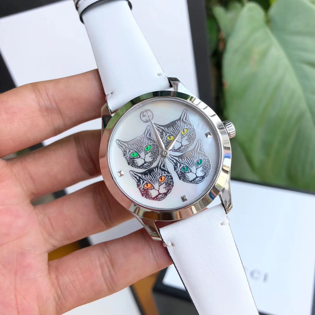 Gucci 古驰虎头猫头 阳光照耀下的彩色四色宝石Gucci2019巴塞尔表款 热门款石英女表