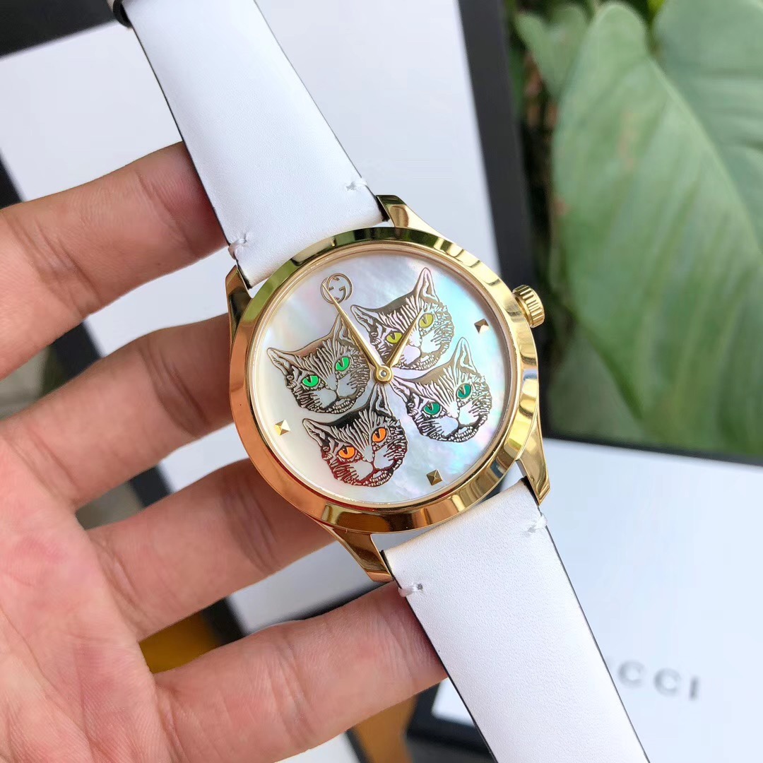 Gucci 古驰虎头猫头 阳光照耀下的彩色四色宝石Gucci2019巴塞尔表款 热门款石英女表