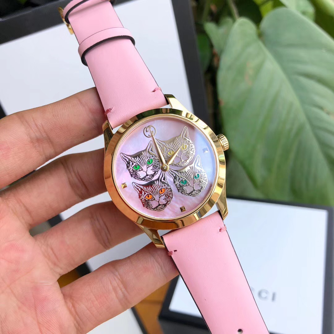 Gucci 古驰虎头猫头 阳光照耀下的彩色四色宝石Gucci2019巴塞尔表款 热门款石英女表