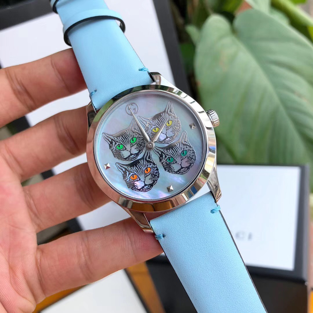Gucci 古驰虎头猫头 阳光照耀下的彩色四色宝石Gucci2019巴塞尔表款 热门款石英女表
