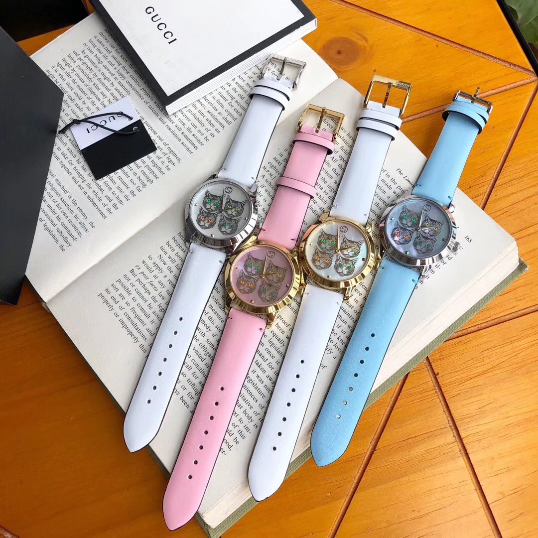 Gucci 古驰虎头猫头 阳光照耀下的彩色四色宝石Gucci2019巴塞尔表款 热门款石英女表