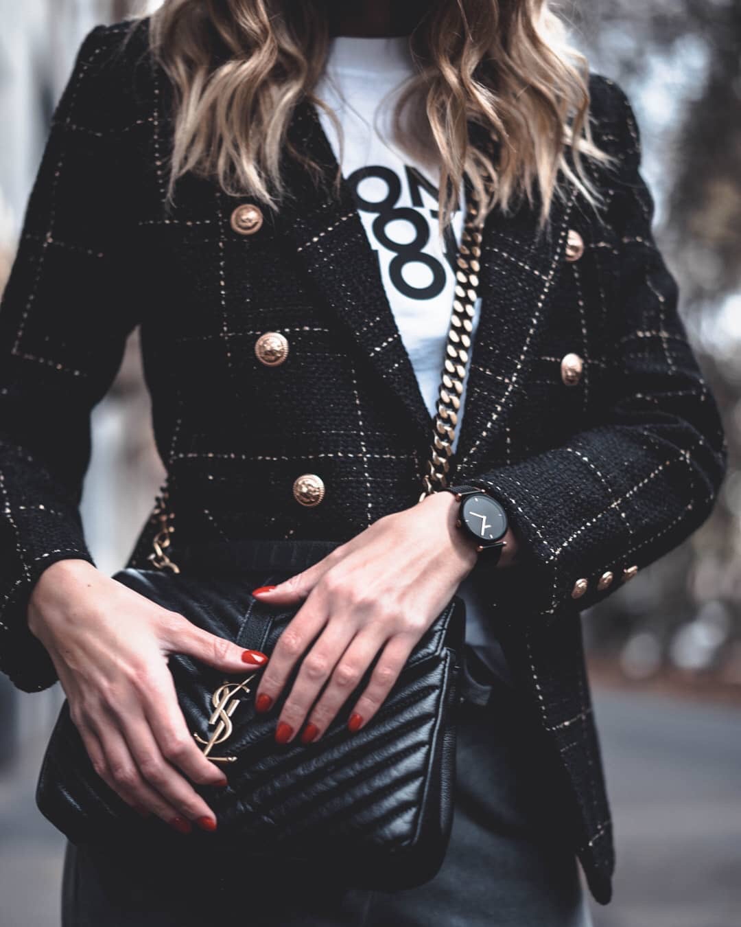 Saint laurent Ysl Monogram college_24cm黑色金扣428056