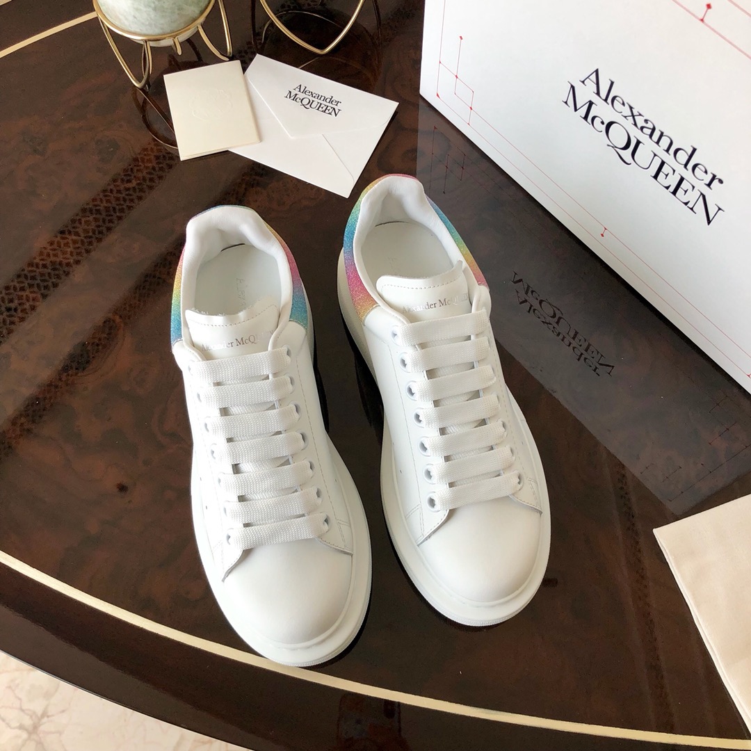 Alexander McQueen Skateboard Shoes Sell High Quality
 White Women Men Cowhide Sheepskin Silk