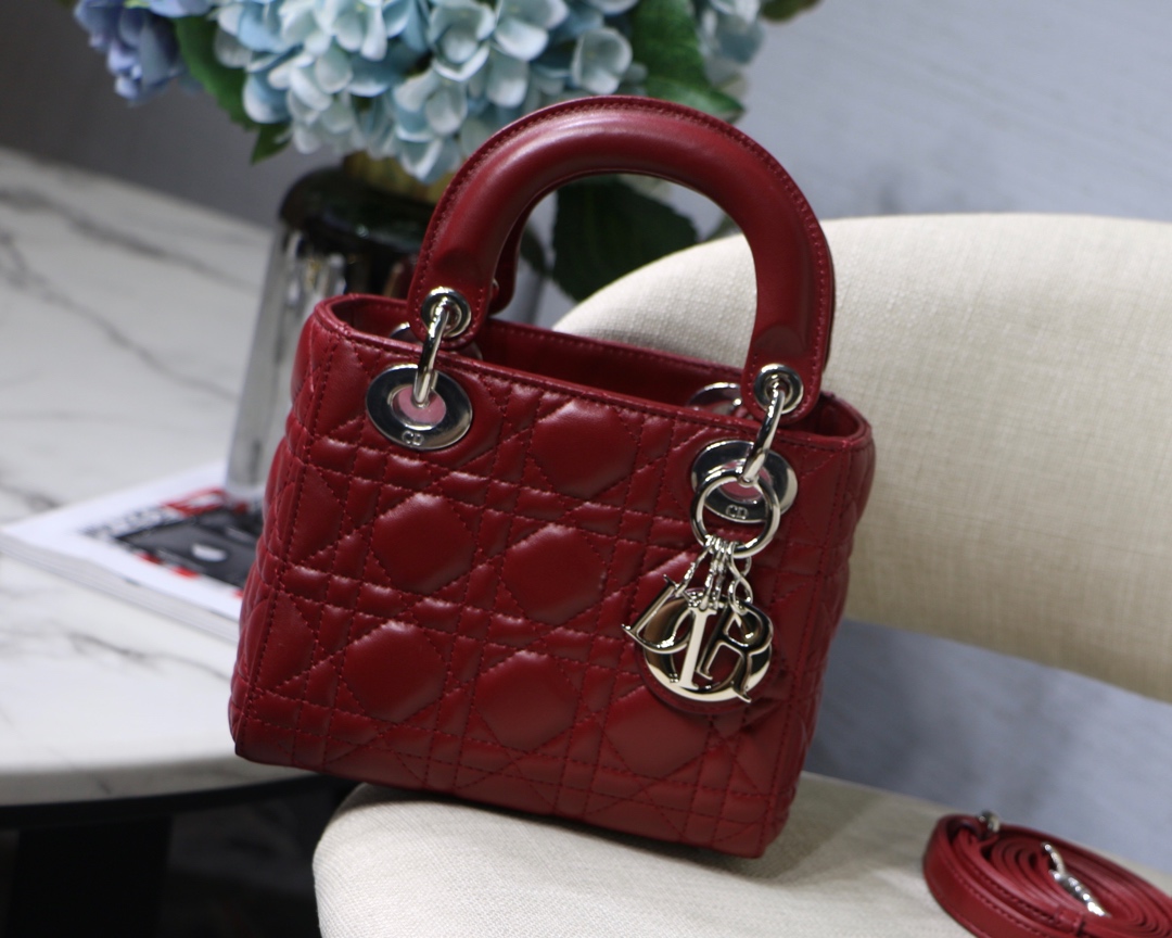 Lady Dior Bag Lambskin Cannage Double Chain Mini