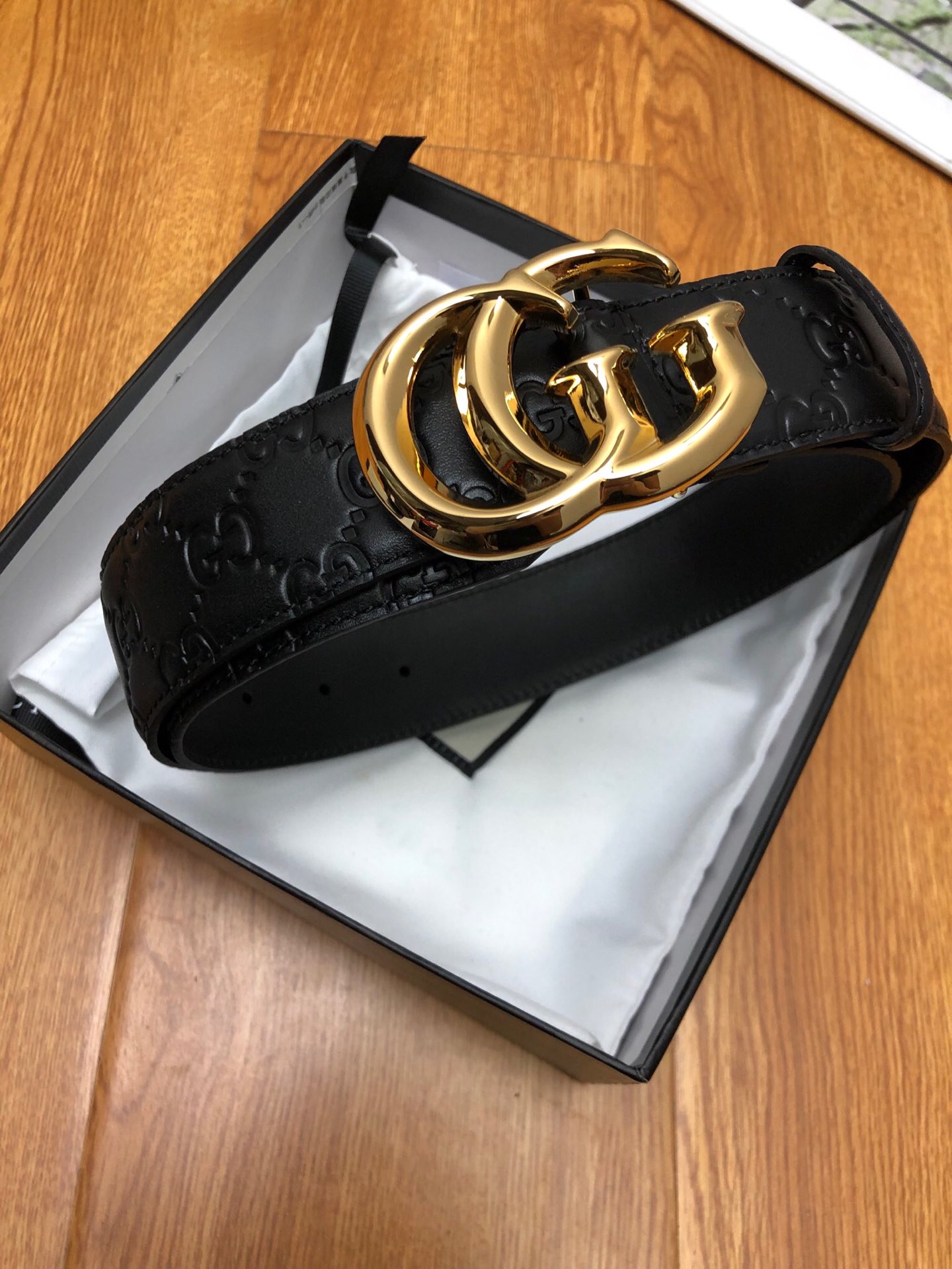 配送专柜全套礼盒包装古驰原单头层牛皮压G面内衬头层小牛皮底.尾钉双G刚钉logo.搭配原单扣.原单皮料定