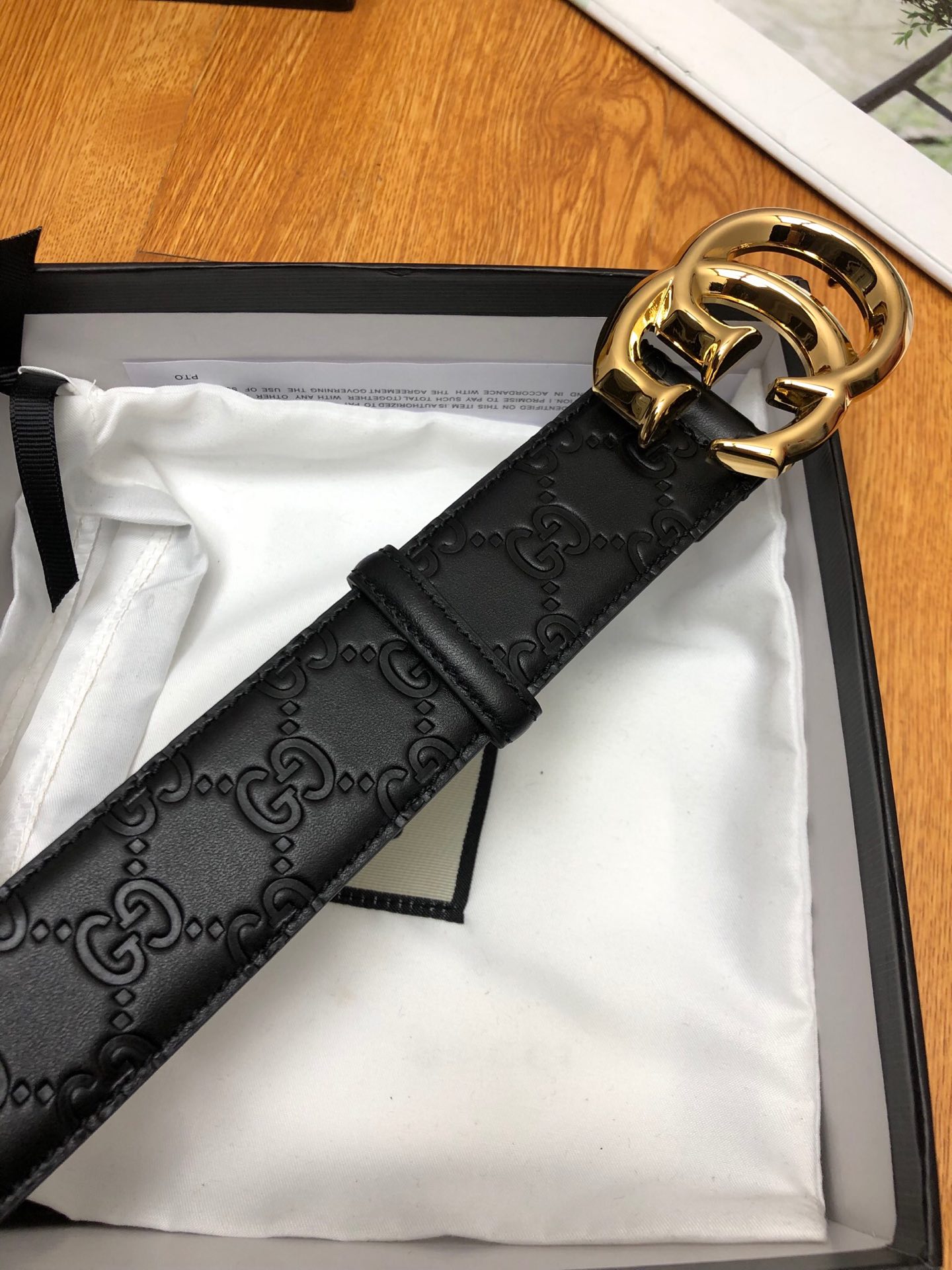 配送专柜全套礼盒包装古驰原单头层牛皮压G面内衬头层小牛皮底.尾钉双G刚钉logo.搭配原单扣.原单皮料定