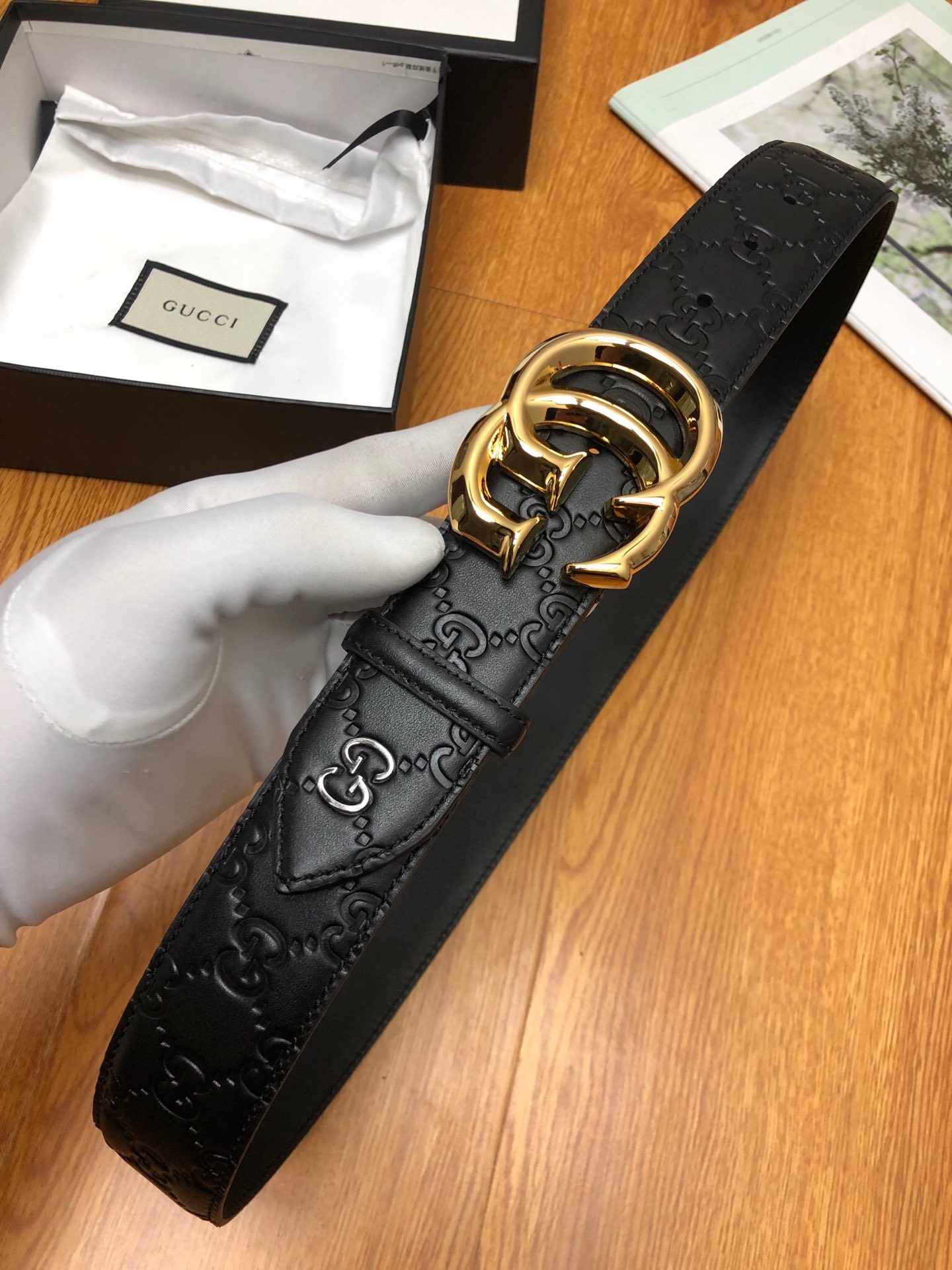 配送专柜全套礼盒包装古驰原单头层牛皮压G面内衬头层小牛皮底.尾钉双G刚钉logo.搭配原单扣.原单皮料定