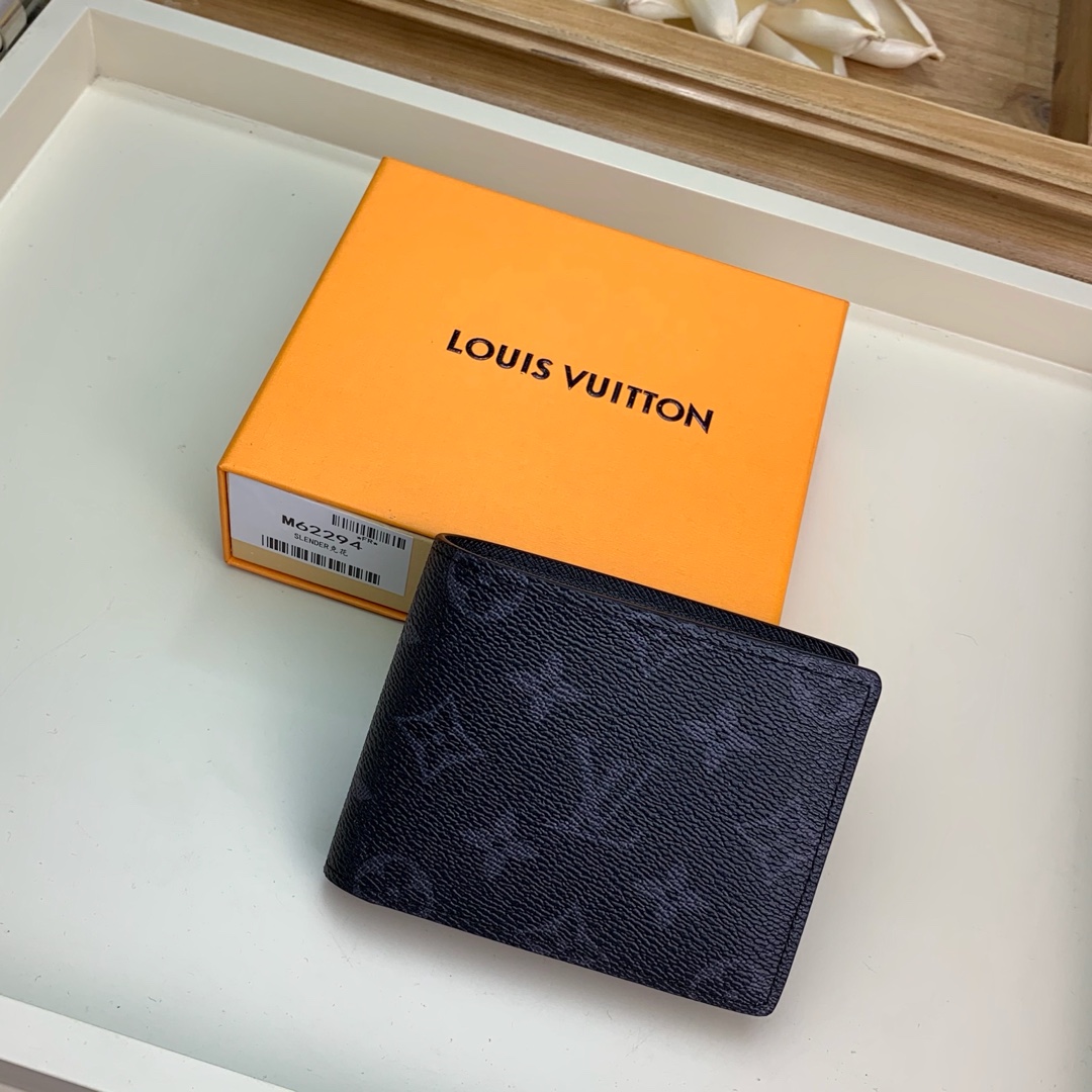 Louis Vuitton Wallet Black Monogram Eclipse Canvas M62294