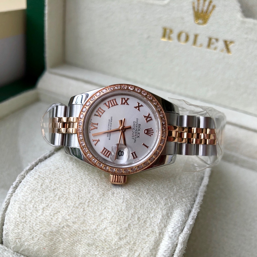 Rolex 劳力士女士日志型白盘镶钻 可以拆机验货瑞士进口机芯ETA2671 走时非常稳定定