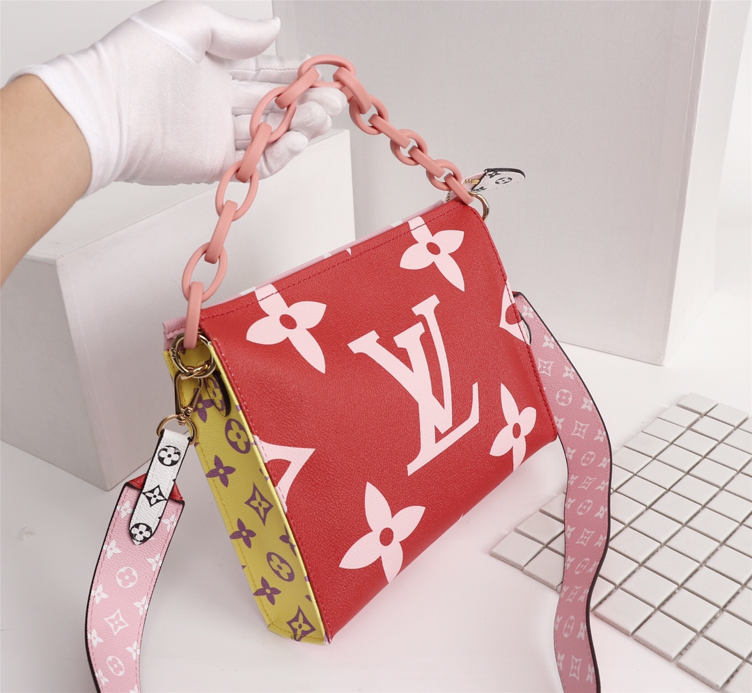 Louis Vuitton Red Pink Monogram 25x20x5cm shoulder everyday