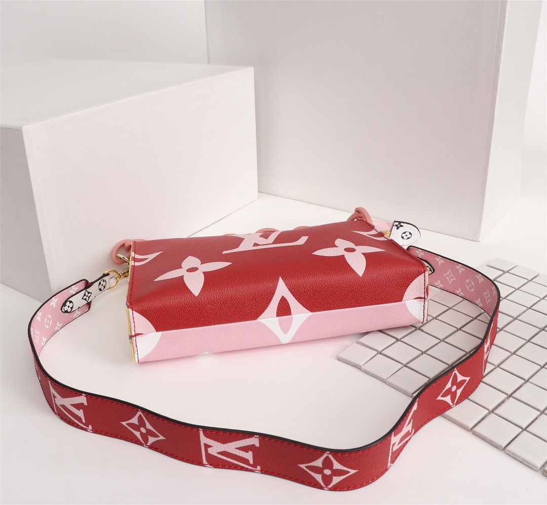 Louis Vuitton Red Pink Monogram 25x20x5cm shoulder everyday