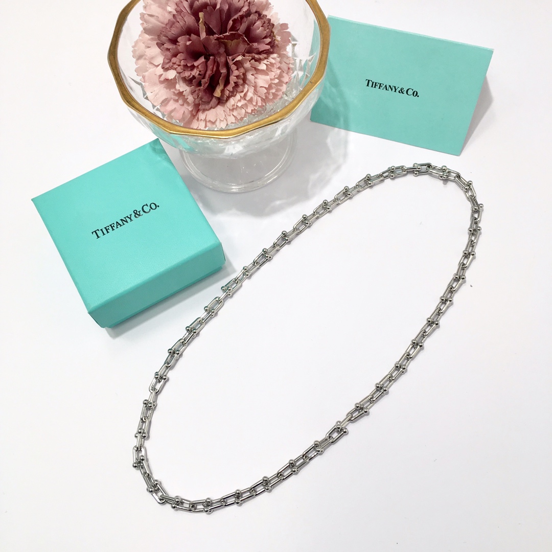 Tiffany & Co. 光面竹节长项链TFN蒂芙尼链环项链 亚金材料电镀18K金玫瑰金 金银玫3个色 尺寸：45cm