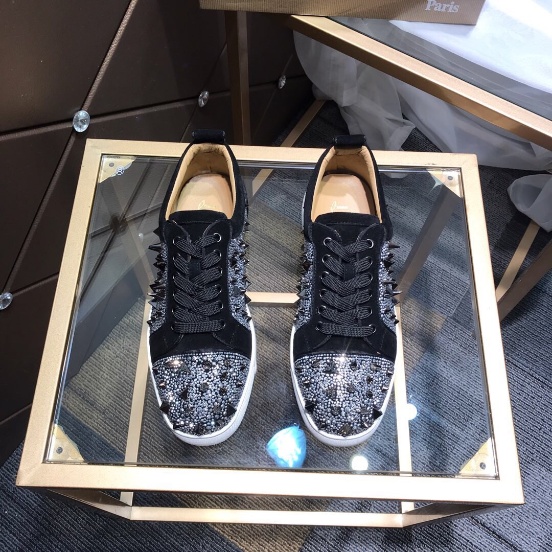 Christian Louboutin Skateboard Shoes Red Genuine Leather TPU Casual