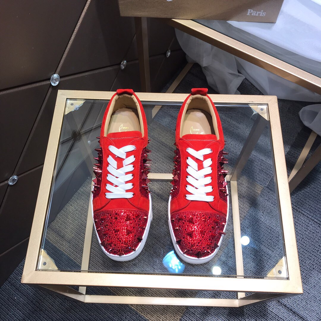 Christian Louboutin Skateboard Shoes Best Quality Designer
 Red Genuine Leather TPU Casual
