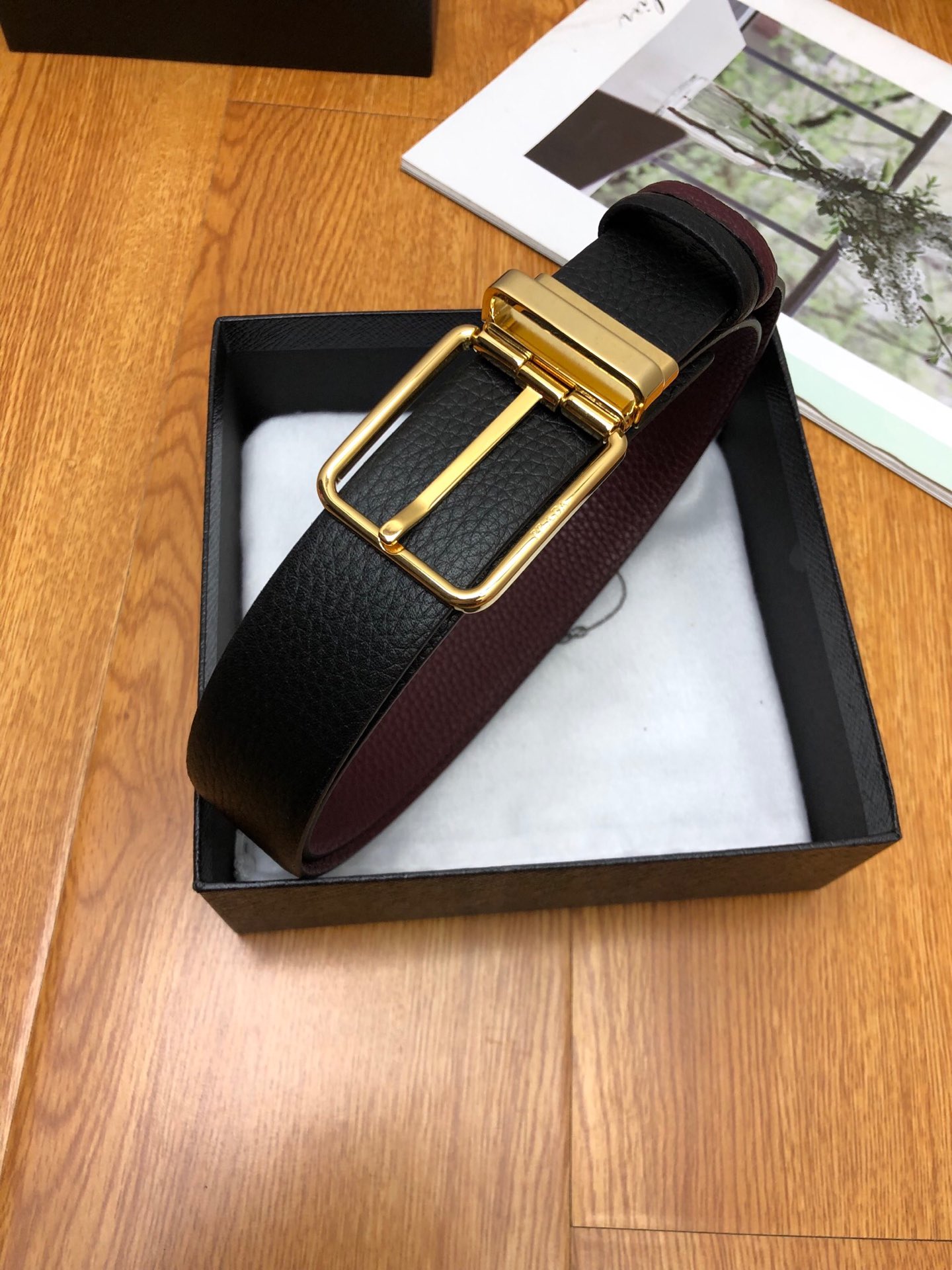 [Prada Belts]Prada: Original original double-sided first layer cowhide lychee