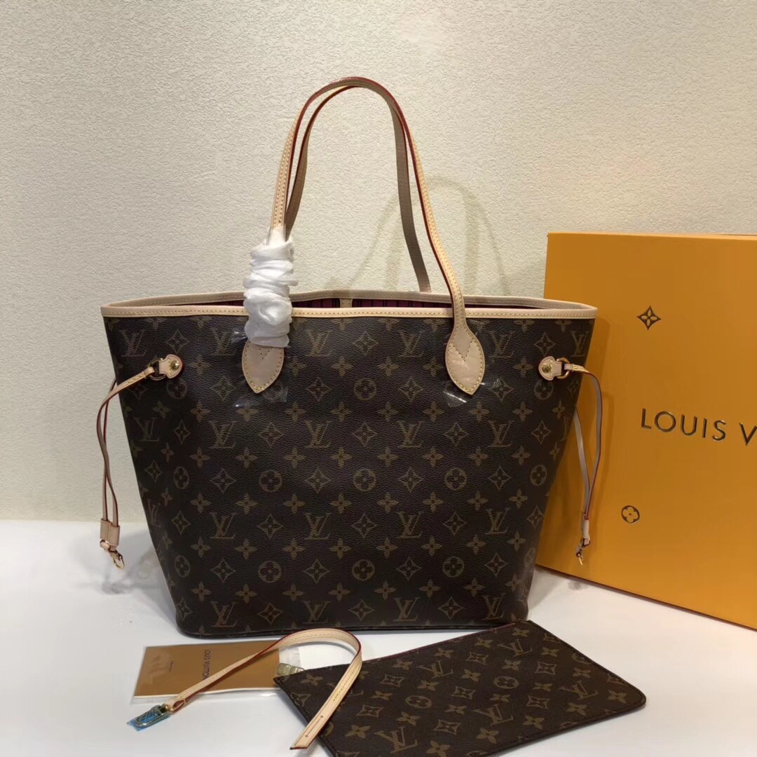 Louis Vuitton LV Neverfull Bags Handbags Gold Red Canvas Cowhide Fabric Linen Vintage M40995