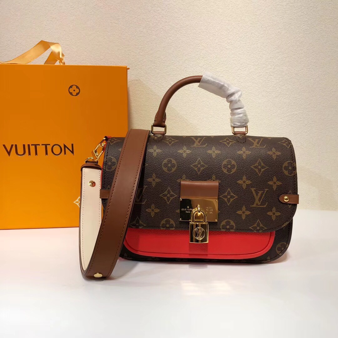 Louis Vuitton Handbags Messenger Bags Red Splicing Monogram Canvas M44548