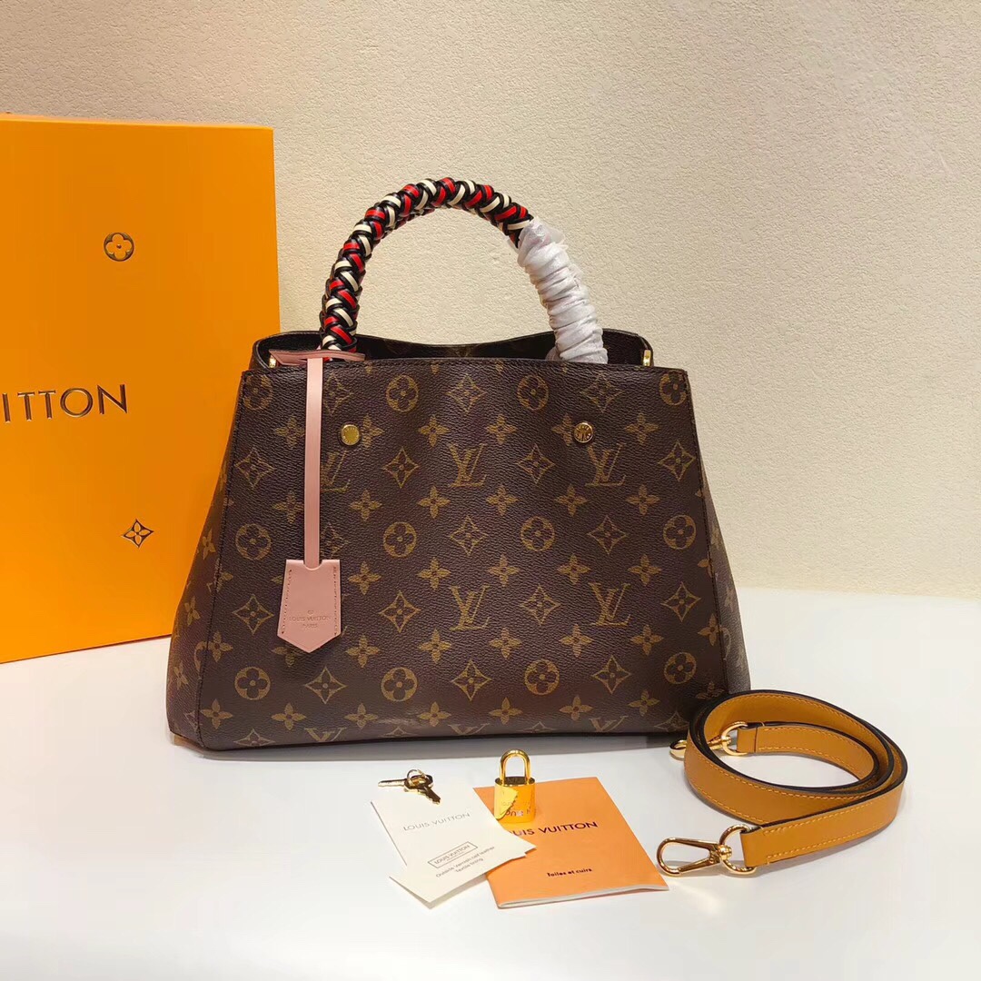 Louis Vuitton LV Montaigne BB Bags Handbags Weave Monogram Canvas Cowhide Fall Collection M44672