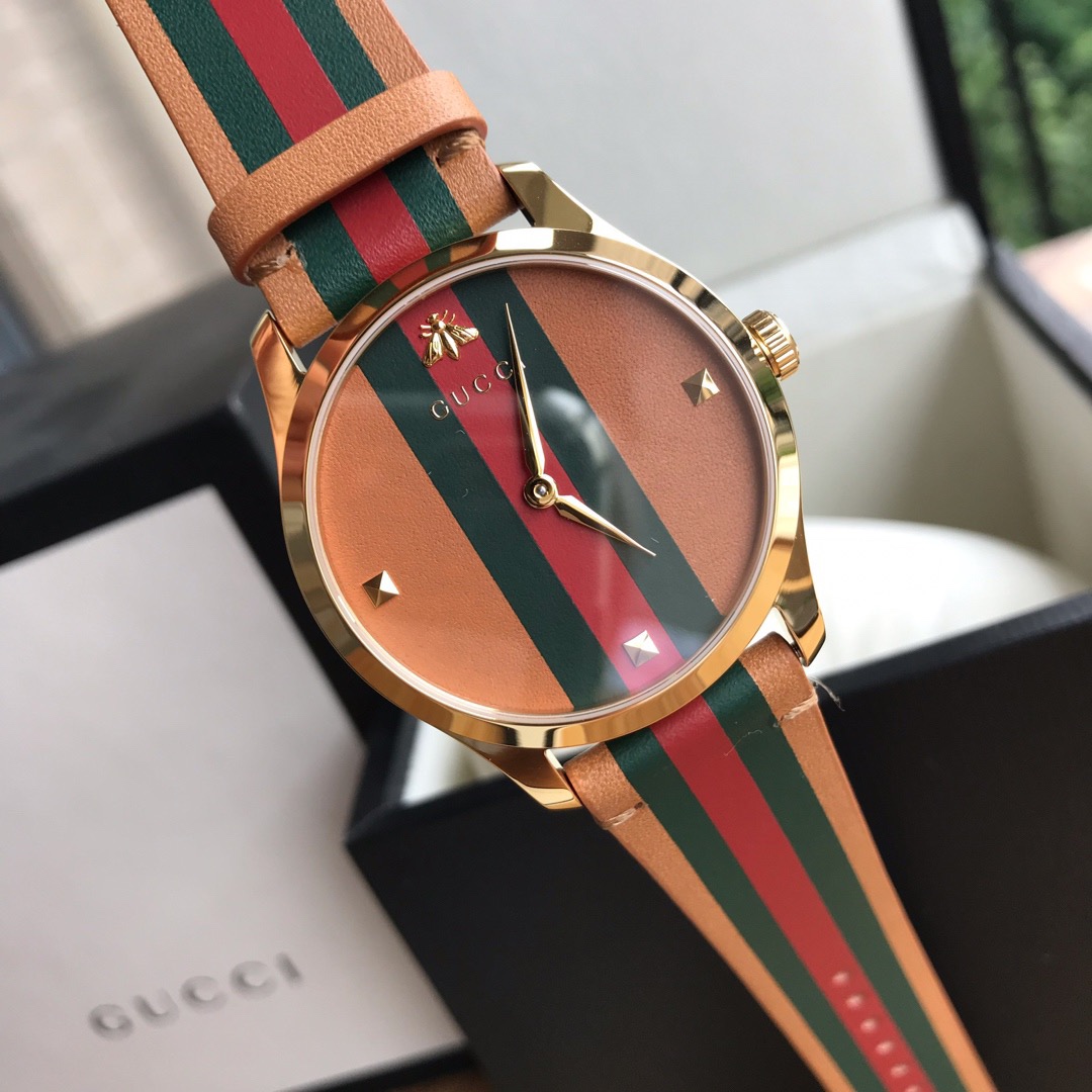 Gucci 古驰G-TIMELESSGucci系列皮带款 中性表款 ～38mm表径 防眩目蓝宝石玻璃、316精钢表壳