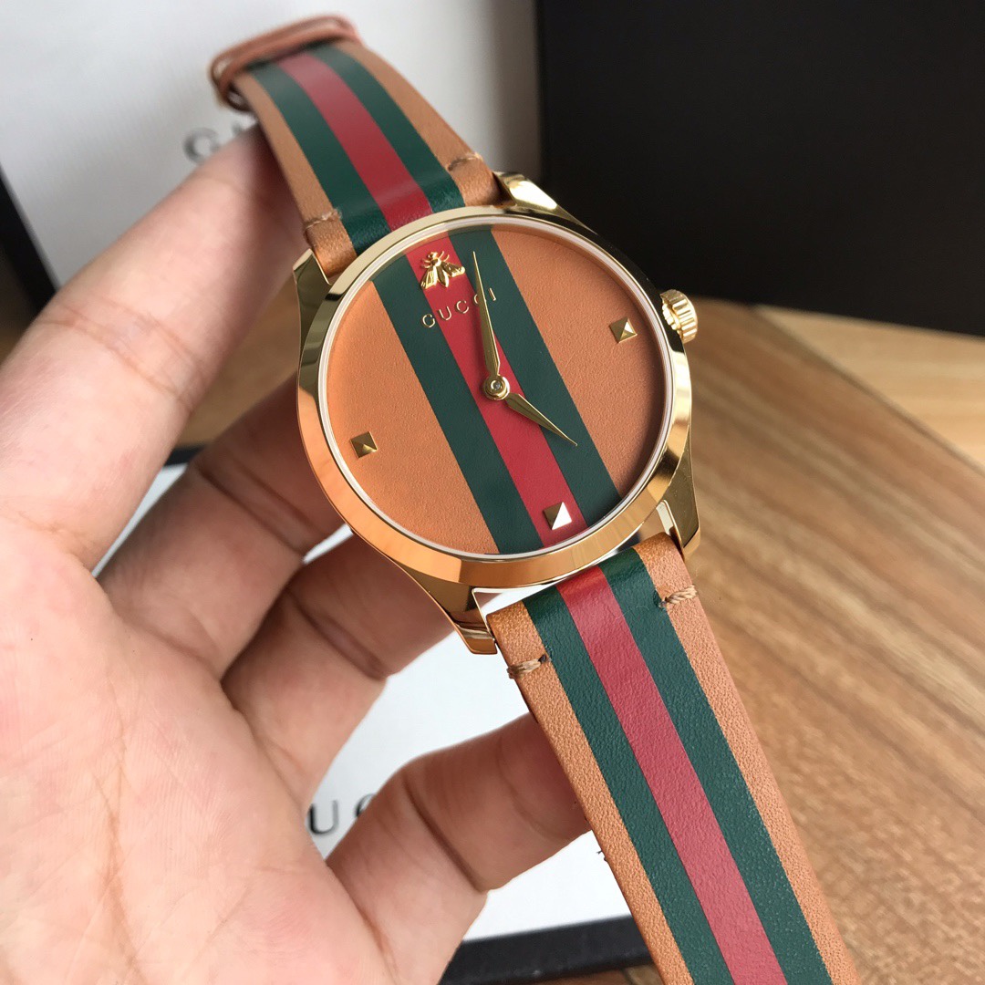 Gucci 古驰G-TIMELESSGucci系列皮带款 中性表款 ～38mm表径 防眩目蓝宝石玻璃、316精钢表壳