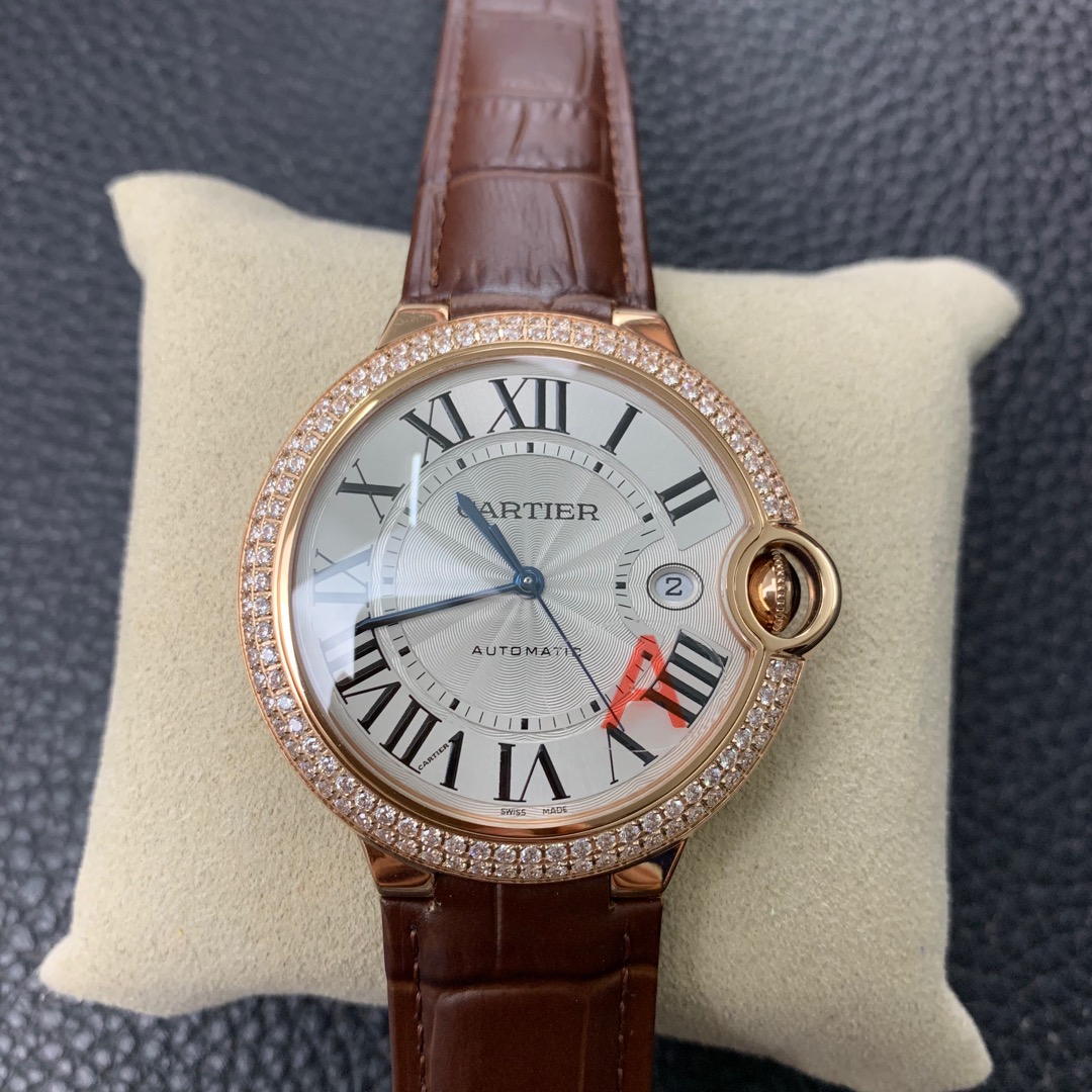 v6 Blue Balloon 42mm Rose Gold Double Row Diamond