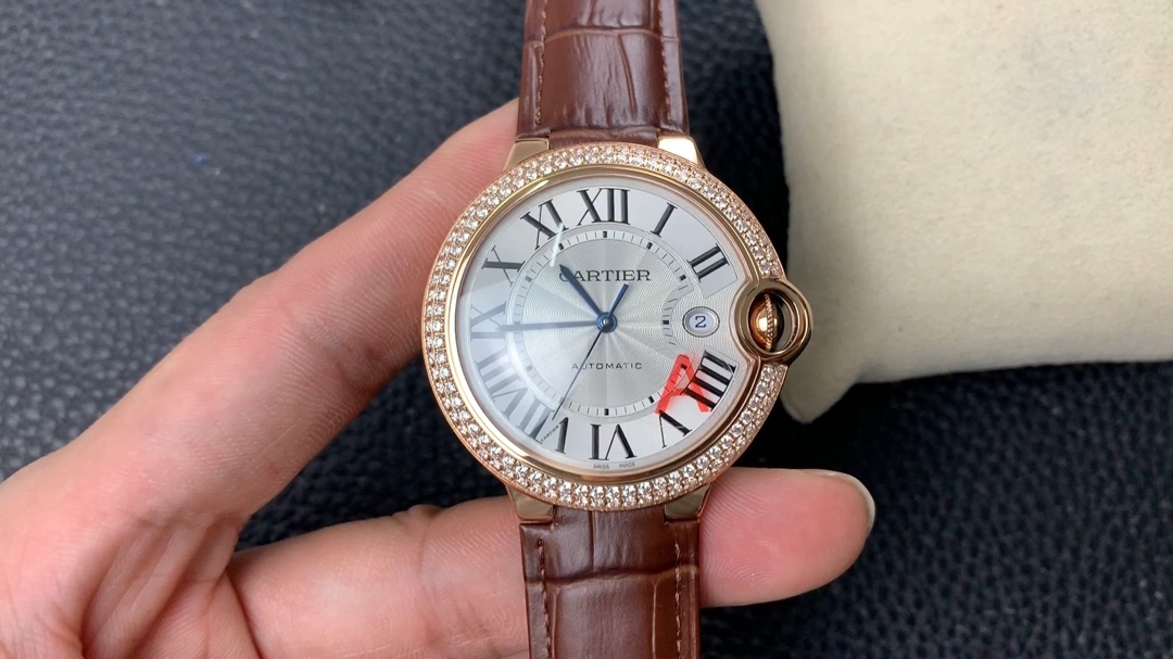 v6 Blue Balloon 42mm Rose Gold Double Row Diamond