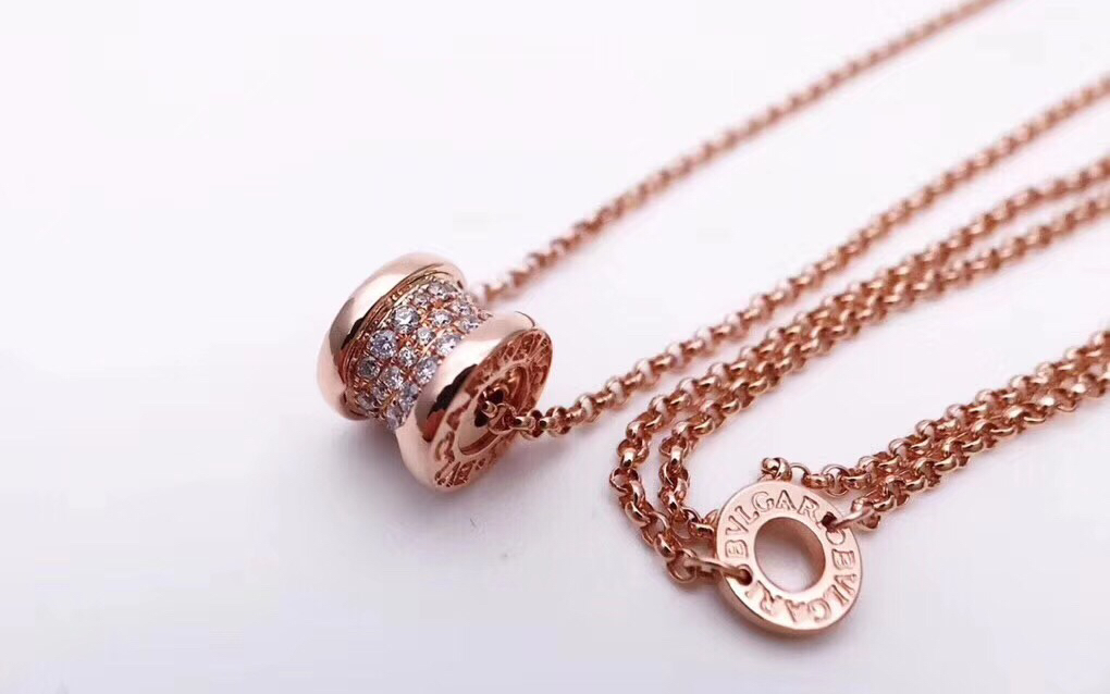 Bvlgari 宝格丽 玫瑰金满钻小蛮腰锁骨项链