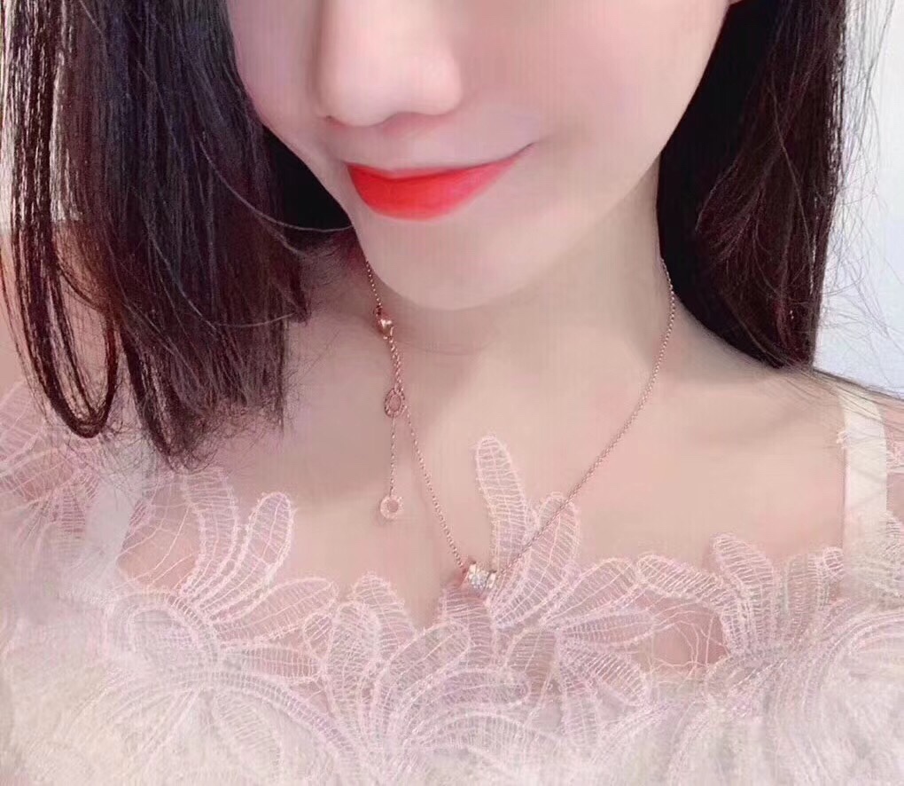 Bvlgari 宝格丽 玫瑰金满钻小蛮腰锁骨项链