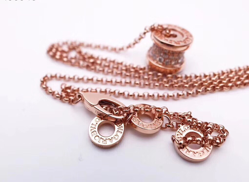 Bvlgari 宝格丽 玫瑰金满钻小蛮腰锁骨项链
