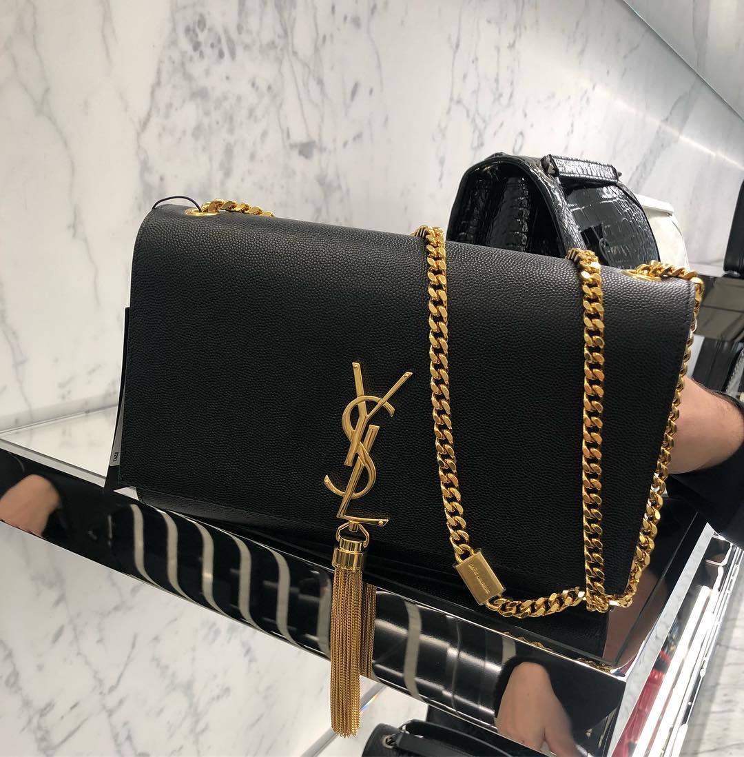 YSL 𝑲𝒂𝒕𝒆 𝟮𝟰𝒄𝒎 鱼子酱流苏包 354119黑色/金扣