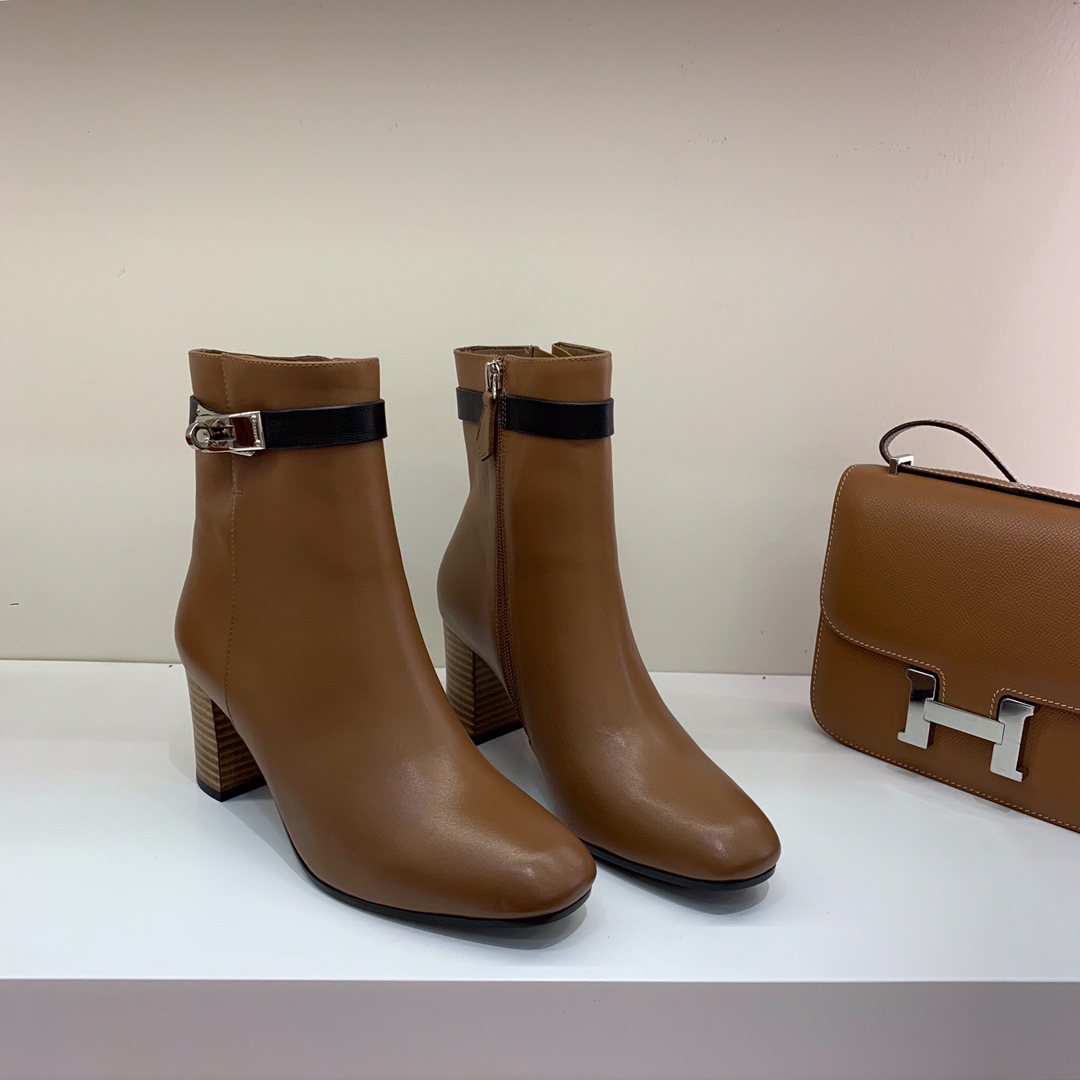 Hermes Kelly Short Boots Genuine Leather Fashion